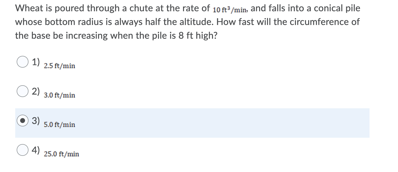 Solved Wheat is poured through a chute at the rate of 10 | Chegg.com