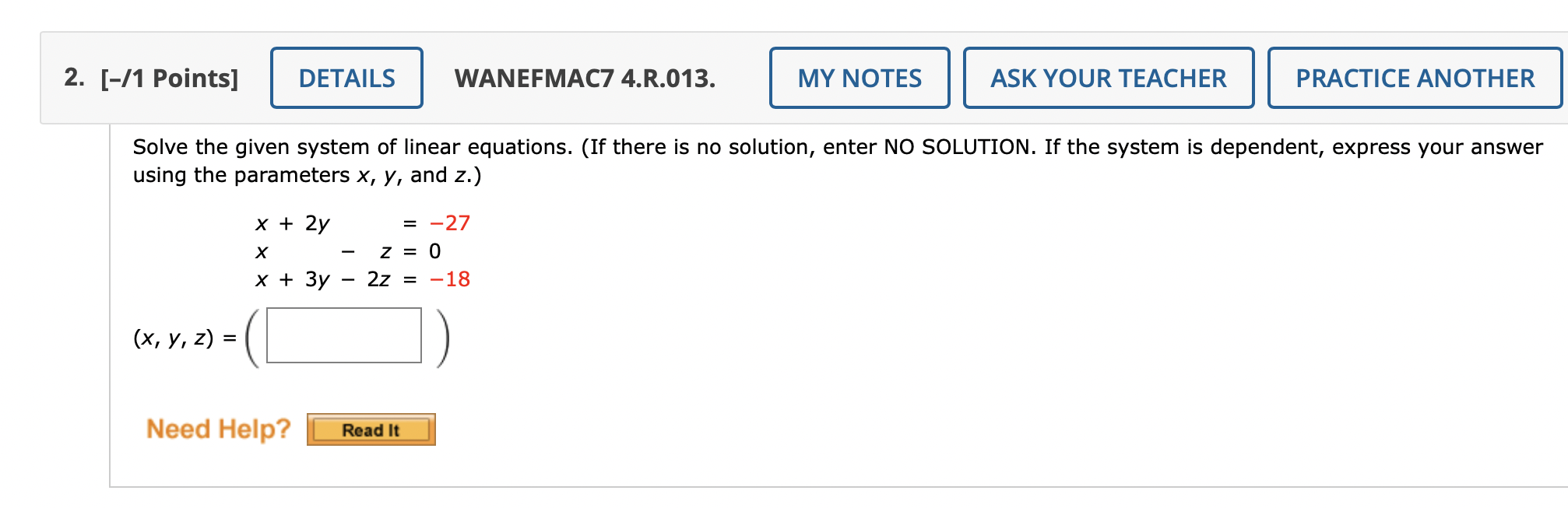Solved Solve the given system of linear equations. (If there | Chegg.com