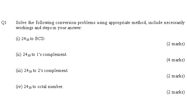 Solved Q1 Solve The Following Conversion Problems Using | Chegg.com