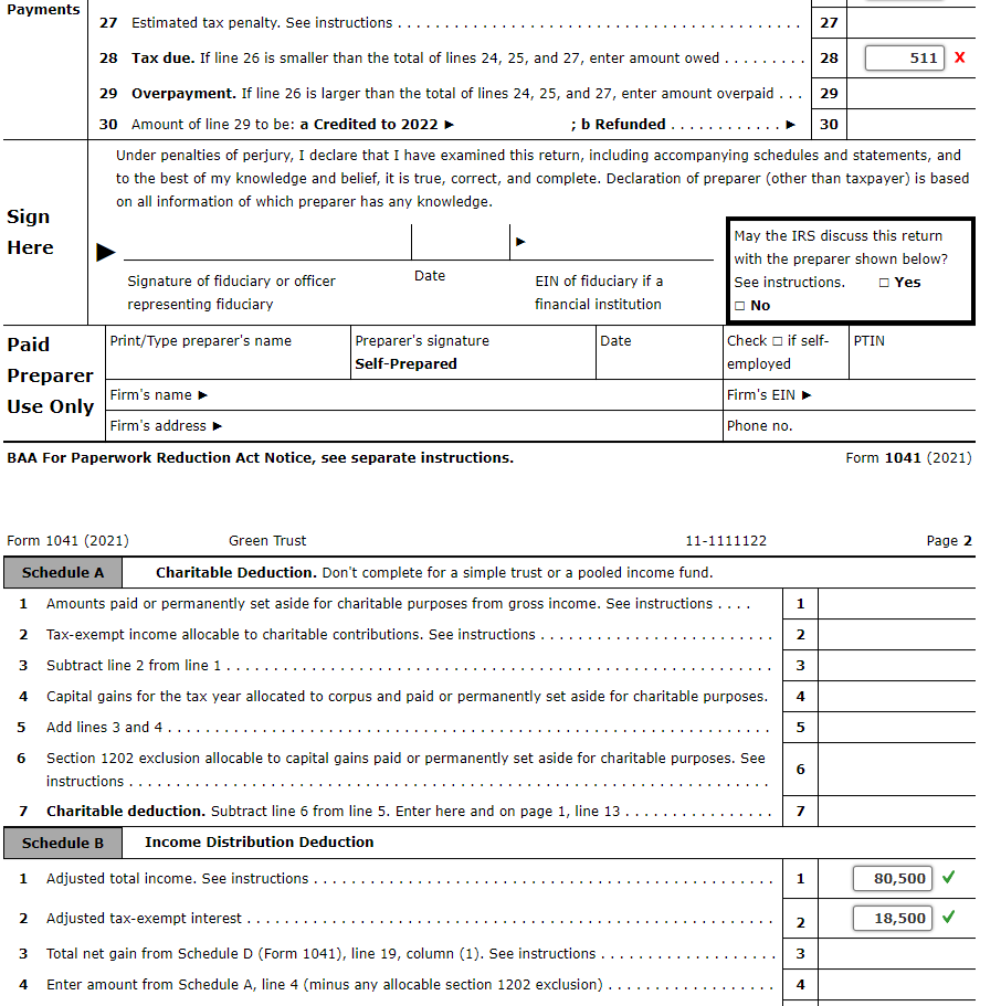 Solved Prepare the 2021 fiduciary income tax return (Form | Chegg.com