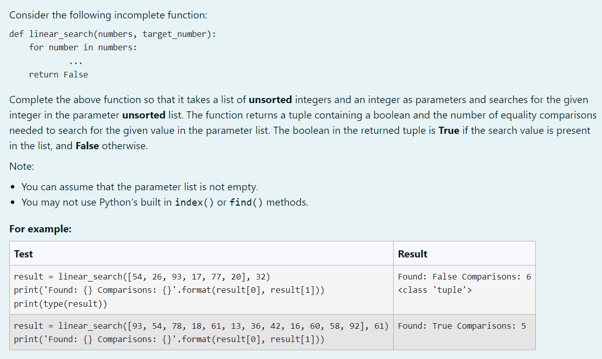 Solved Consider the following incomplete function: def | Chegg.com