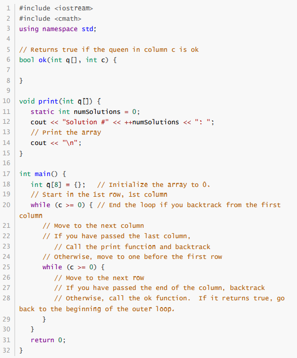 Solved Do the 8 Queens 1-Dimensional array program with | Chegg.com