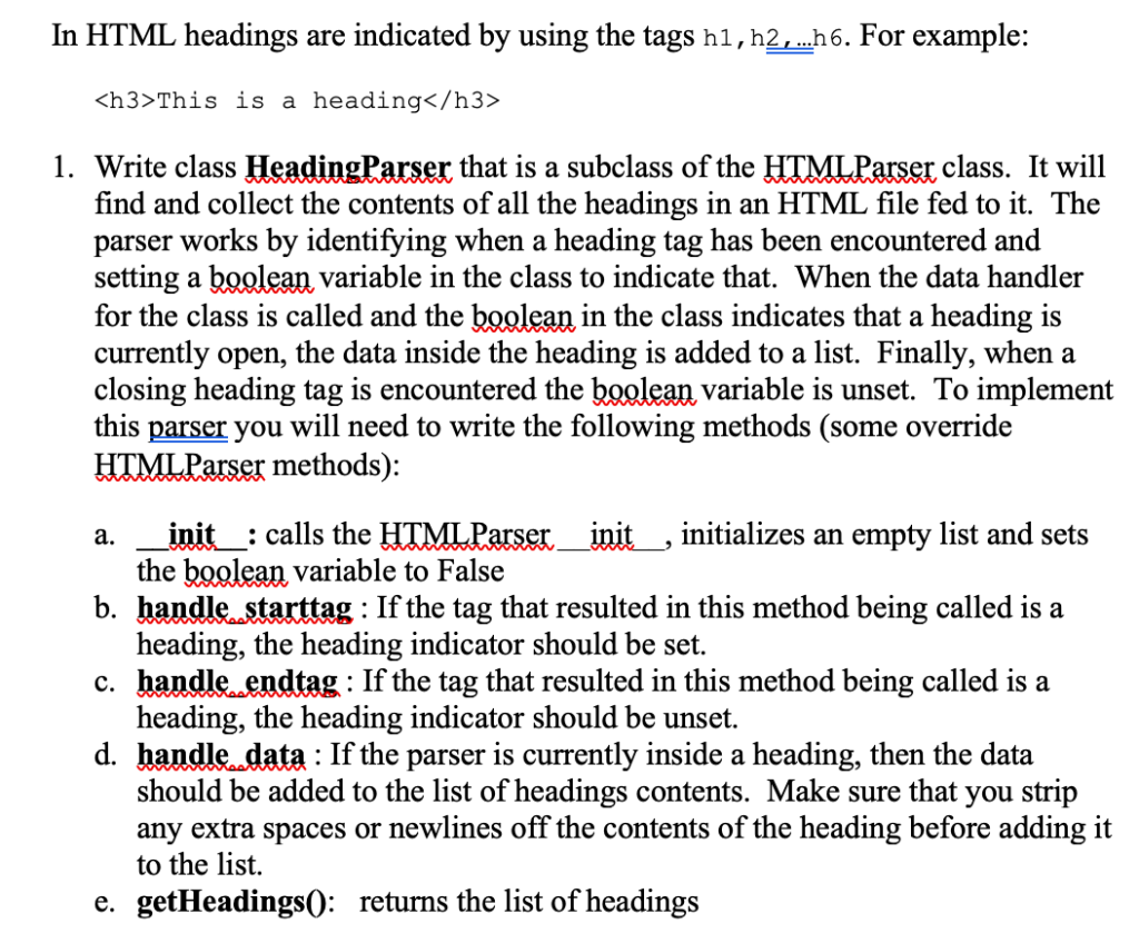 Solved In HTML headings are indicated by using the tags hl, | Chegg.com