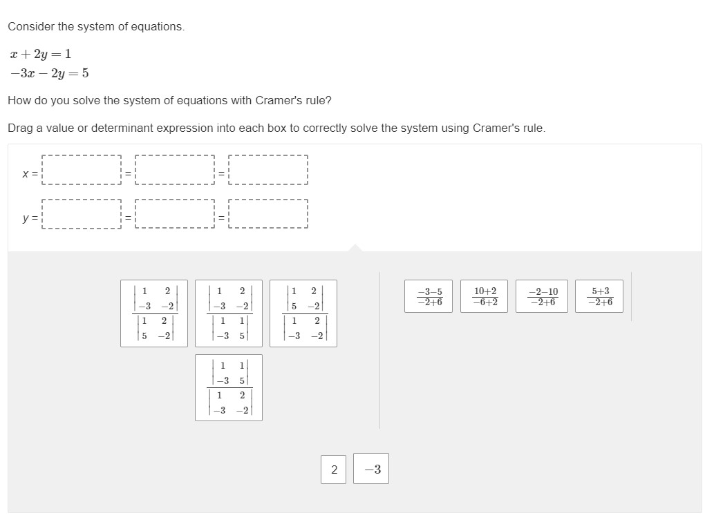 Solved Consider the system of equations. x + 2y=1 - 3x - 2y | Chegg.com