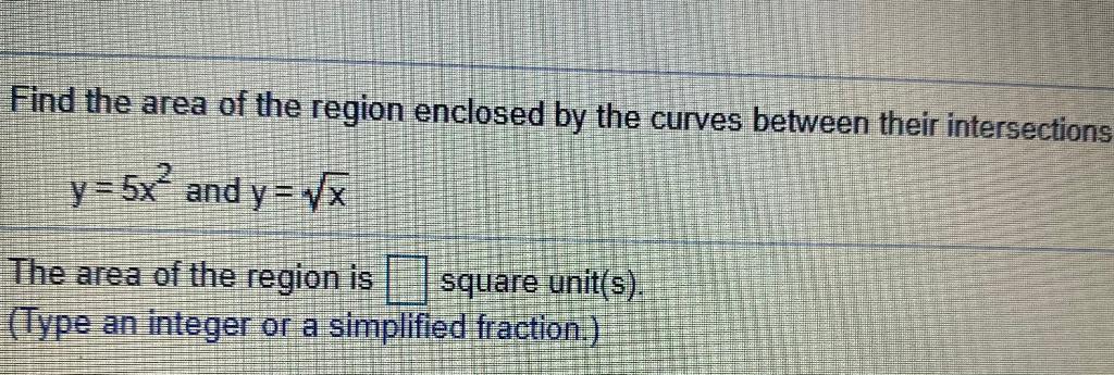 Solved Find the area of the region enclosed by the curves | Chegg.com