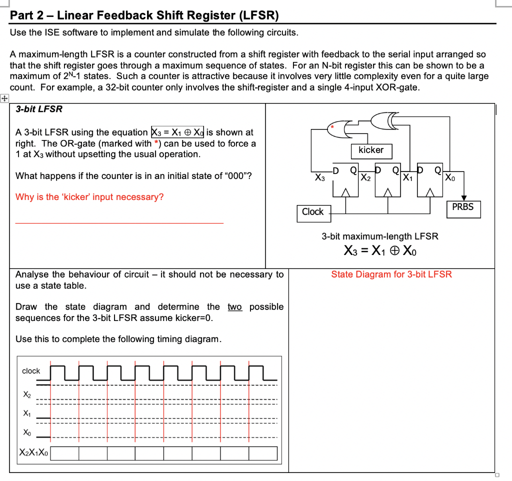 create a linear feedback shift register with 4 cells in which.