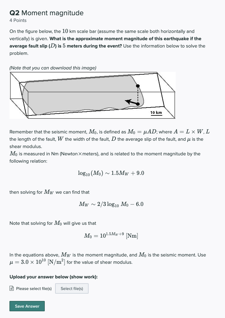 Solved Q2 Moment magnitude 4 Points On the figure below, the | Chegg.com