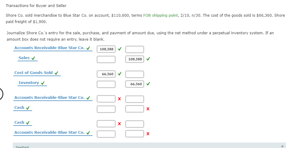 Solved Transactions for Buyer and Seller Shore Co. sold | Chegg.com