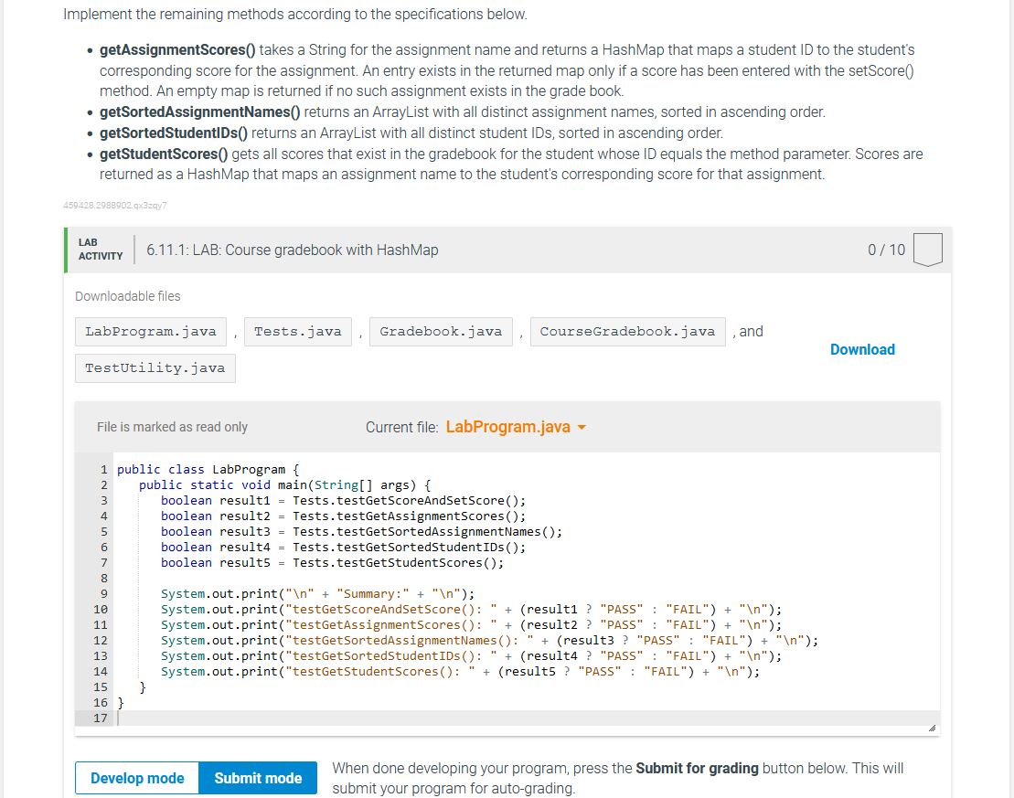 Solved 6.11 LAB Course gradebook with HashMap Step 1 Chegg