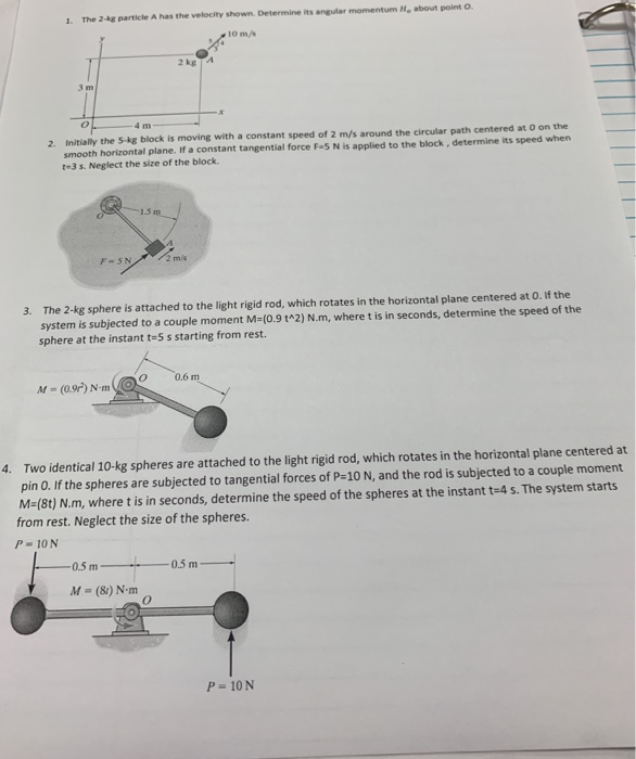 Solved 1. The 2-kg Particle A Has The Velocity Shown, | Chegg.com