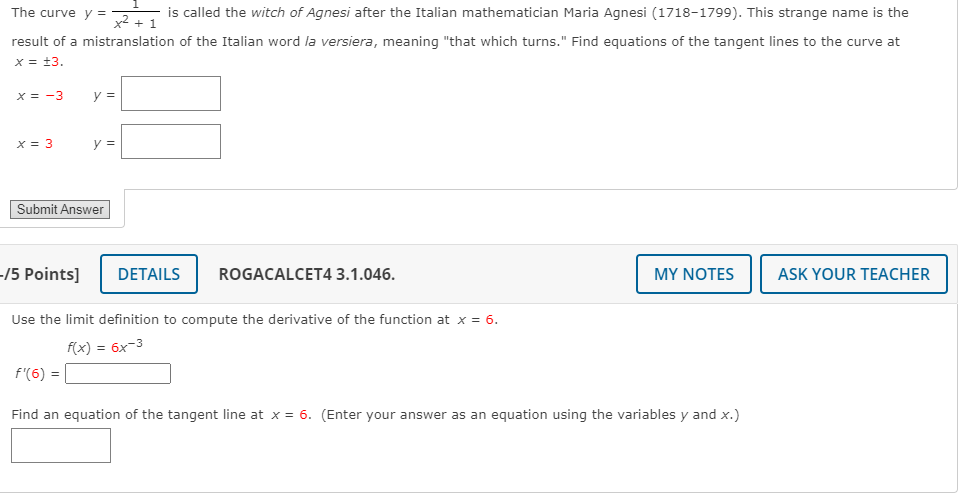 Solved The Curve Y X2 1 Is Called The Witch Of Agnesi