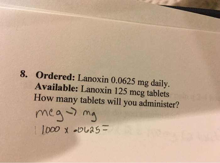 Lanoxin pg 0.0625 mg tablets