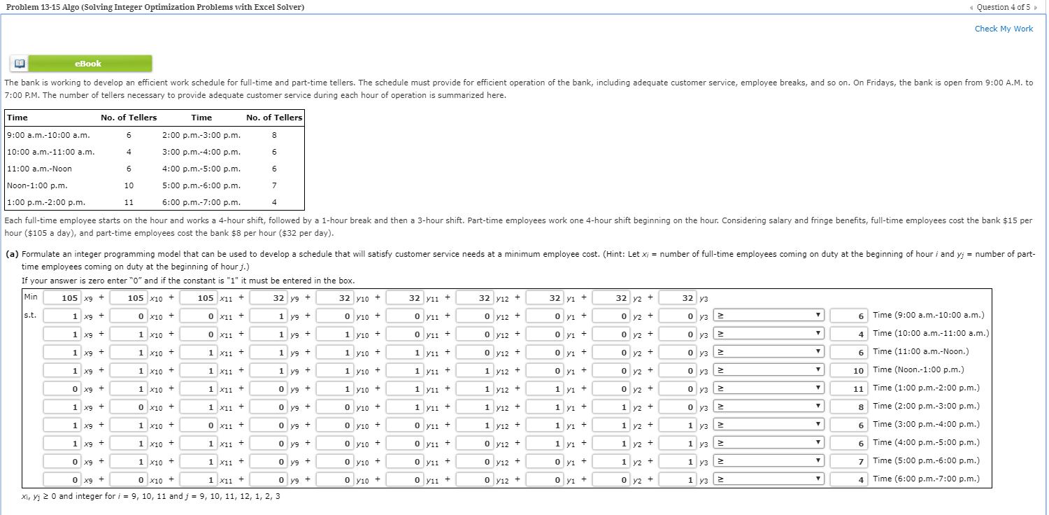 Problem 13 15 Algo Solving Integer Optimization Chegg Com