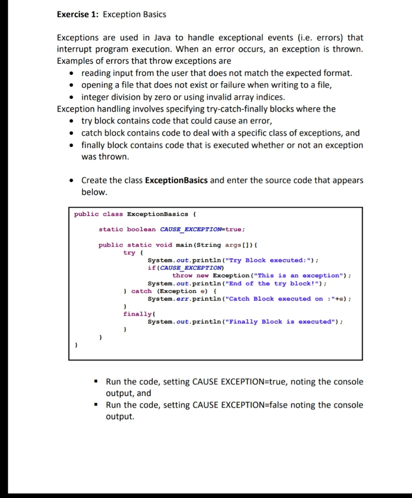 Java Exception Basics