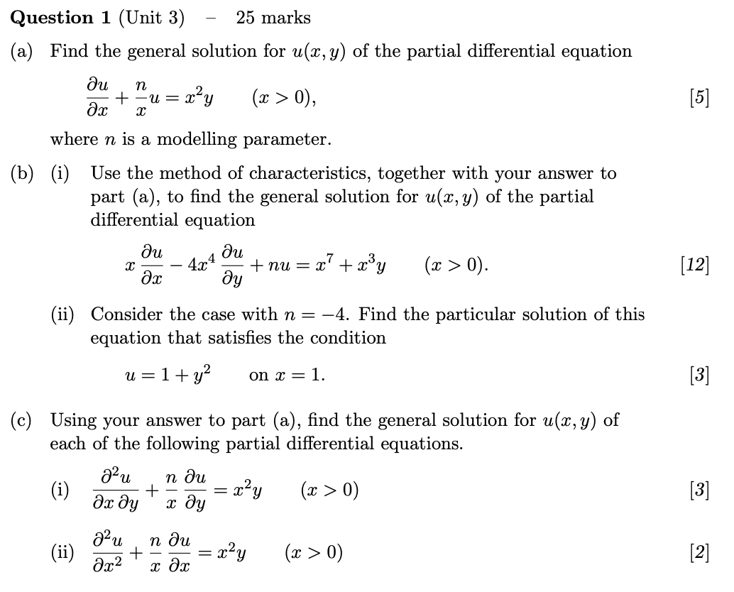 Solved a) Find the general solution for u(x,y) of the | Chegg.com