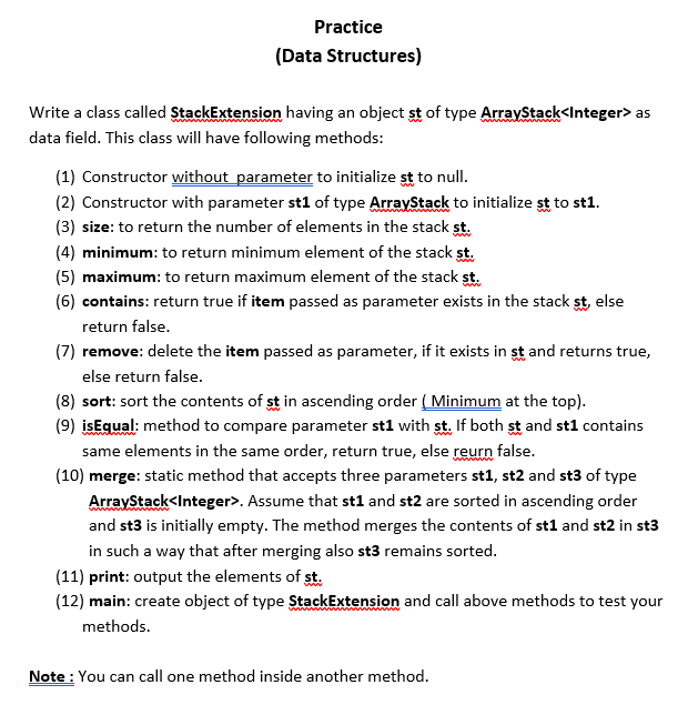 Solved Practice (Data Structures) Write a class called | Chegg.com