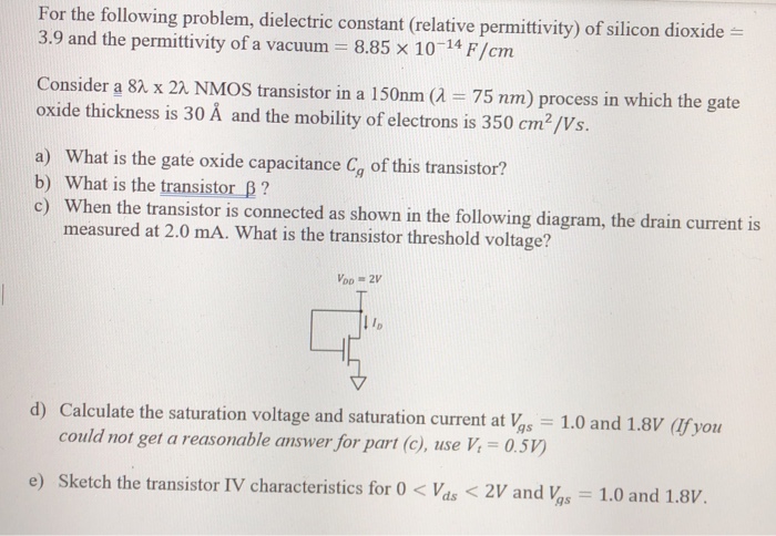 Solved For The Following Problem Dielectric Constant