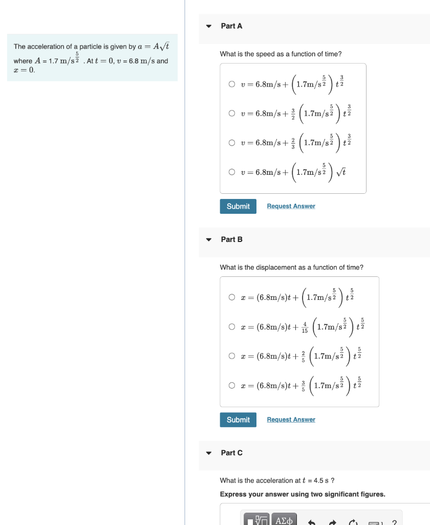 Solved Part A 5 The acceleration of a particle is given by a | Chegg.com