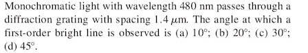 monochromatic light of wavelength 690 nm passes through a diffraction grating