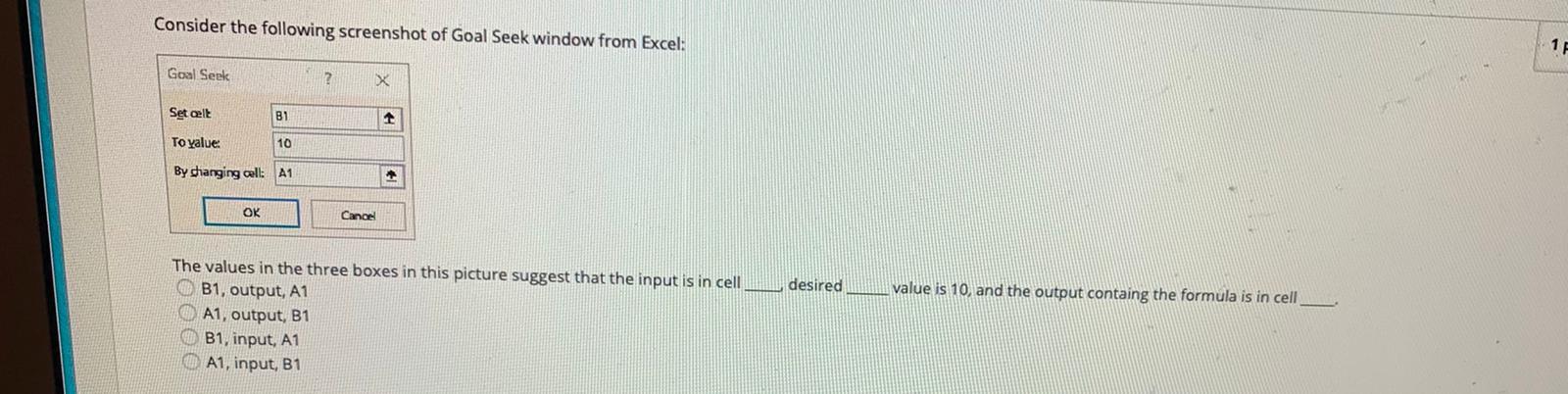 Solved Consider the setup for one variable Data Table shown