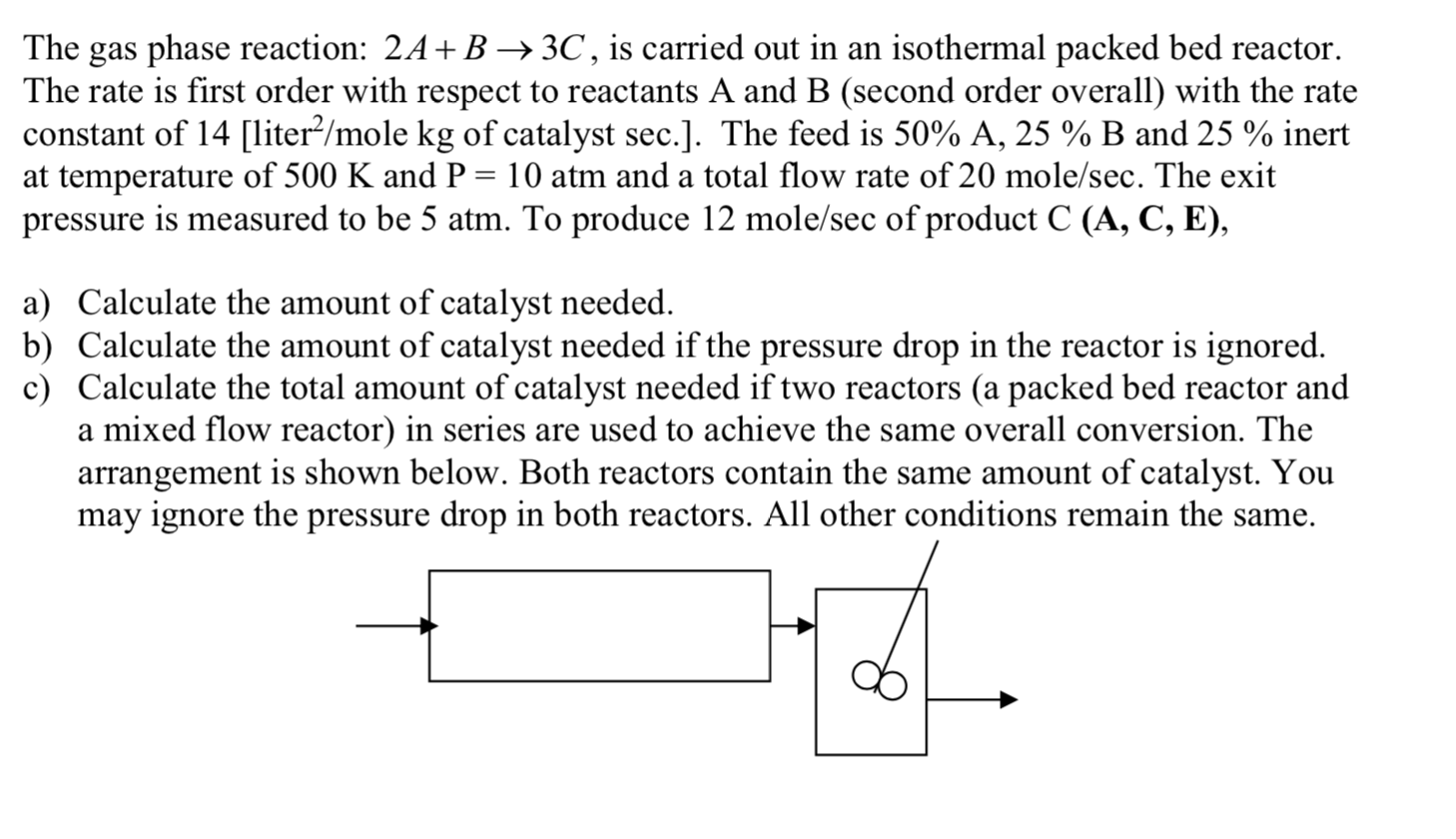 Solved The gas phase reaction: 2A+B3C, is carried out in an | Chegg.com