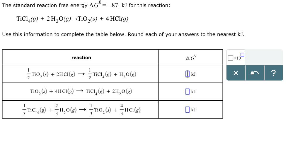 Solved The Standard Reaction Free Energy Δ G 87 Kj For