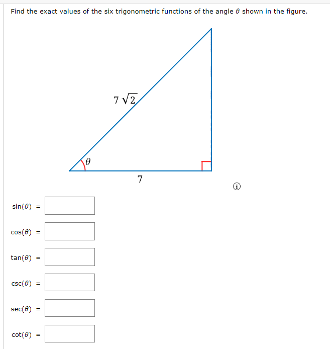 Solved Find the exact values of the six trigonometric | Chegg.com