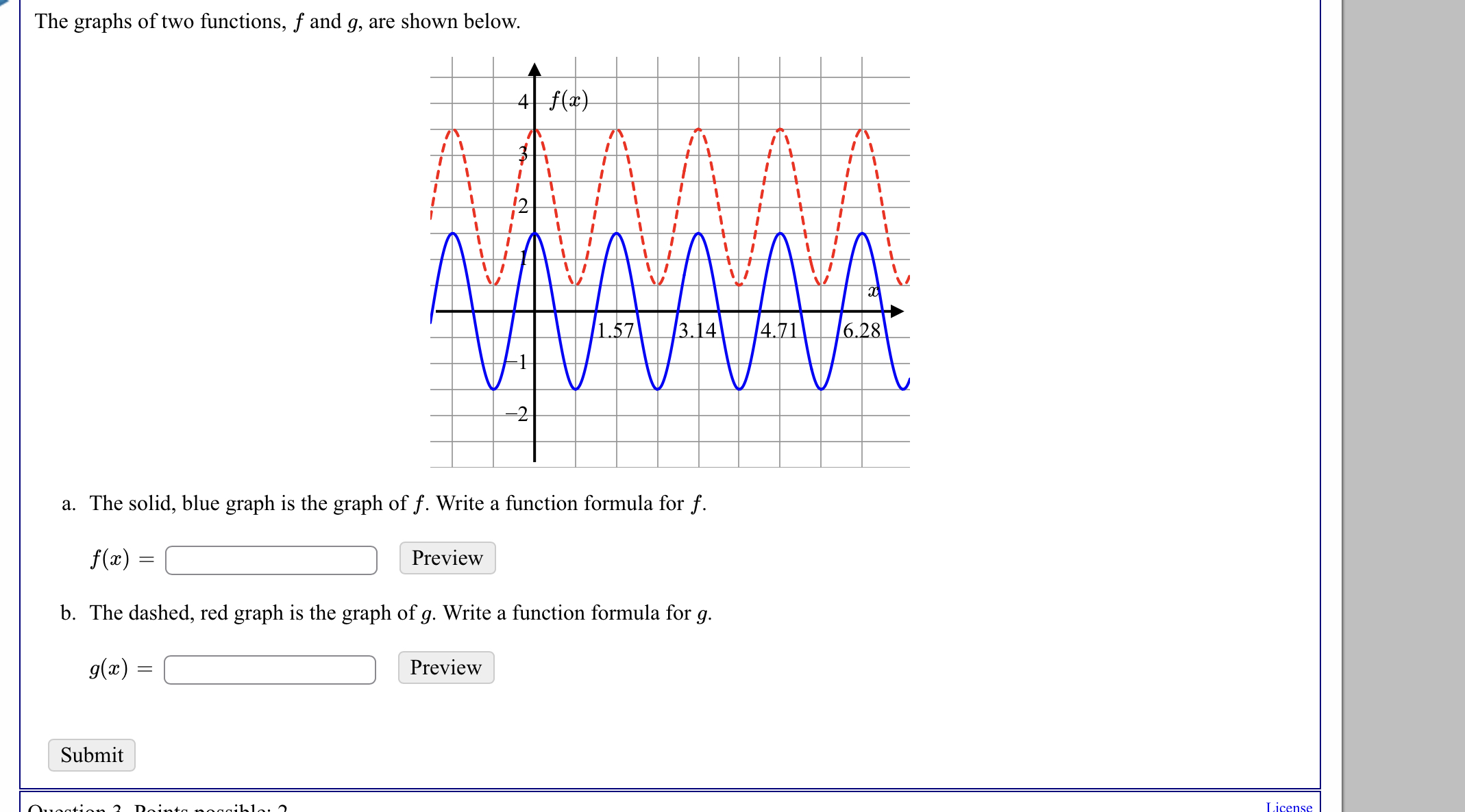 Solved The graphs of two functions, f ﻿and g, ﻿are shown | Chegg.com