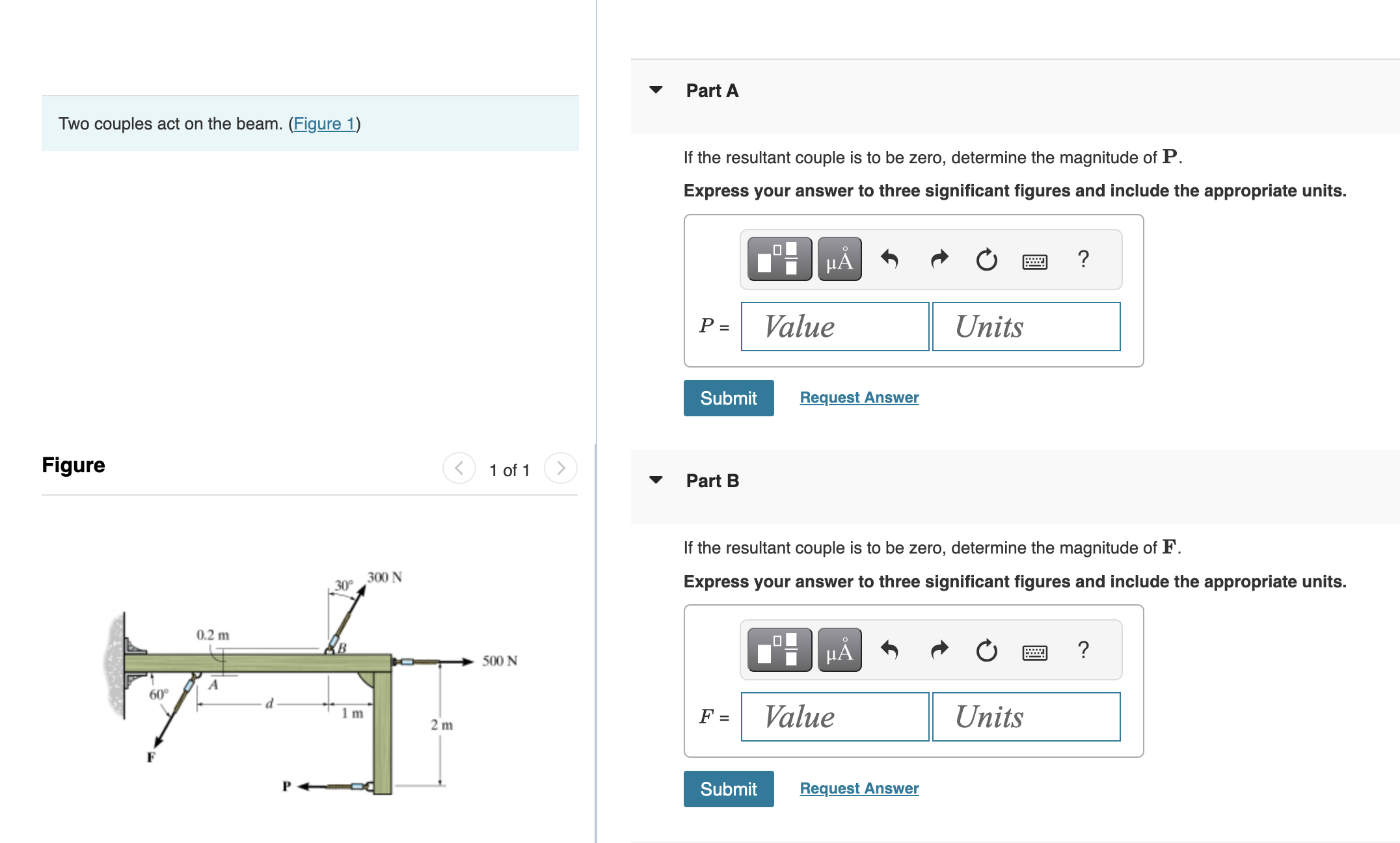 Solved Two couples act on the beam. (Figure 1) If the | Chegg.com