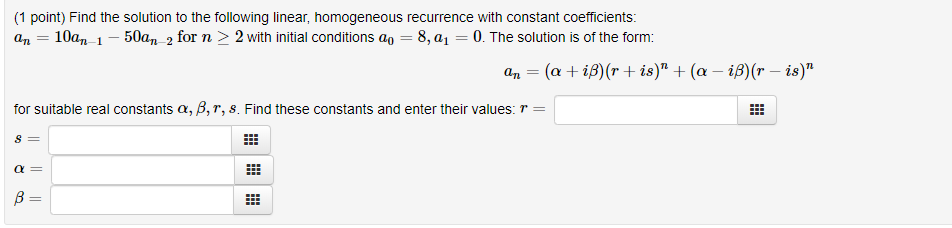 Solved (1 point) Find the solution to the following linear, | Chegg.com
