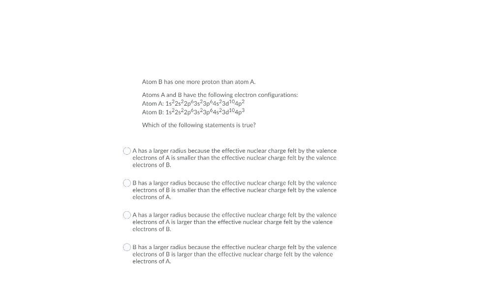 Solved Atom B Has One More Proton Than Atom A. Atoms A And B | Chegg.com