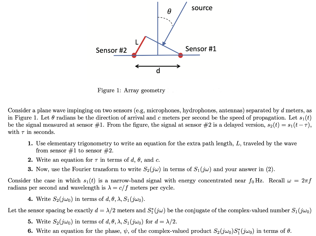 Solved source ө L Sensor #2 Sensor #1 Figure 1: Array | Chegg.com