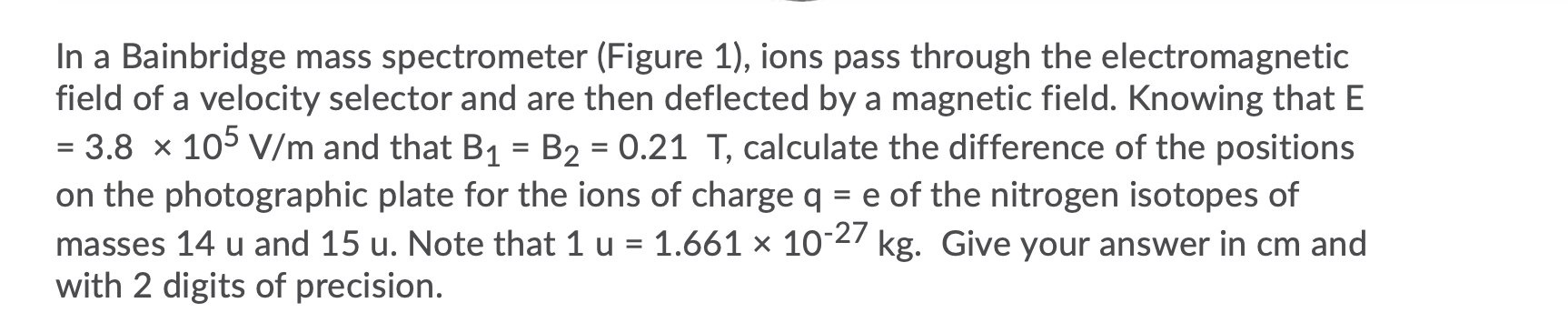 Solved S2 B m1 m2 m 3 B2 = In a Bainbridge mass | Chegg.com