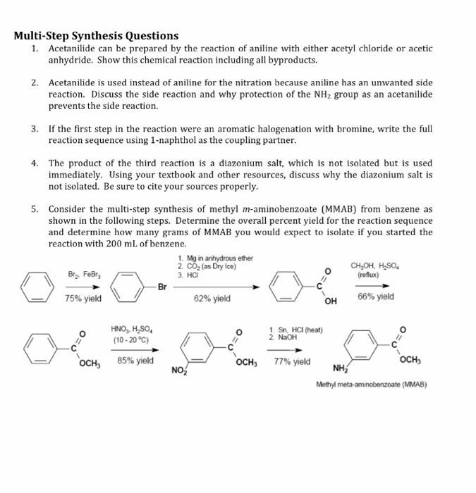 Solved Multi-Step Synthesis Questions 1. Acetanilide Can Be | Chegg.com