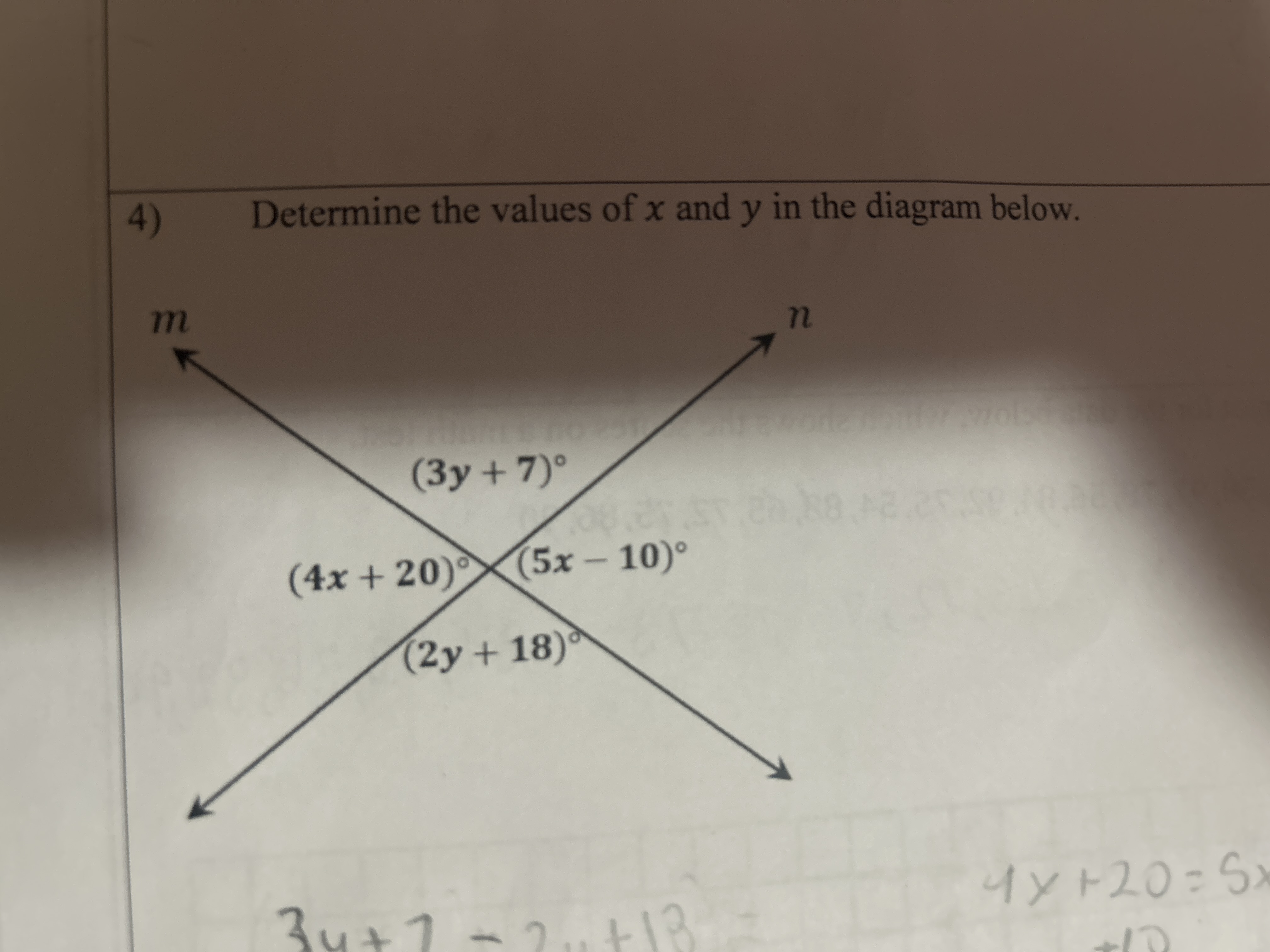 Solved Determine the values of x and y in the diagram below. | Chegg.com