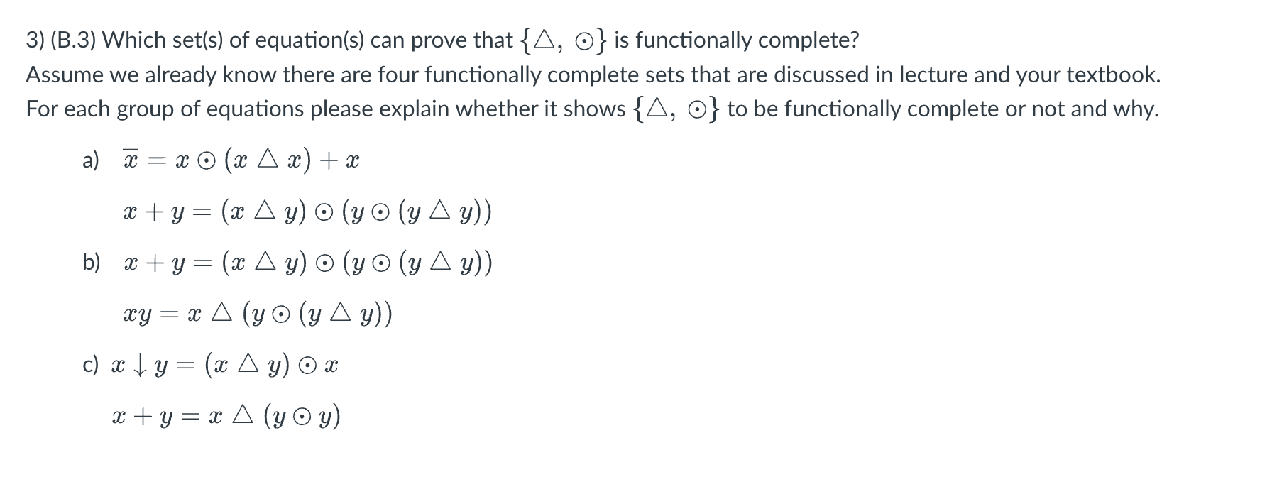 Solved 3) (B.3) Which Set(s) Of Equation(s) Can Prove That | Chegg.com