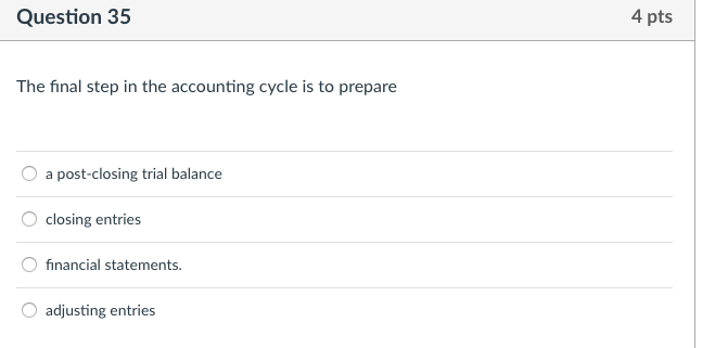 Solved Question 35 4 pts The final step in the accounting | Chegg.com