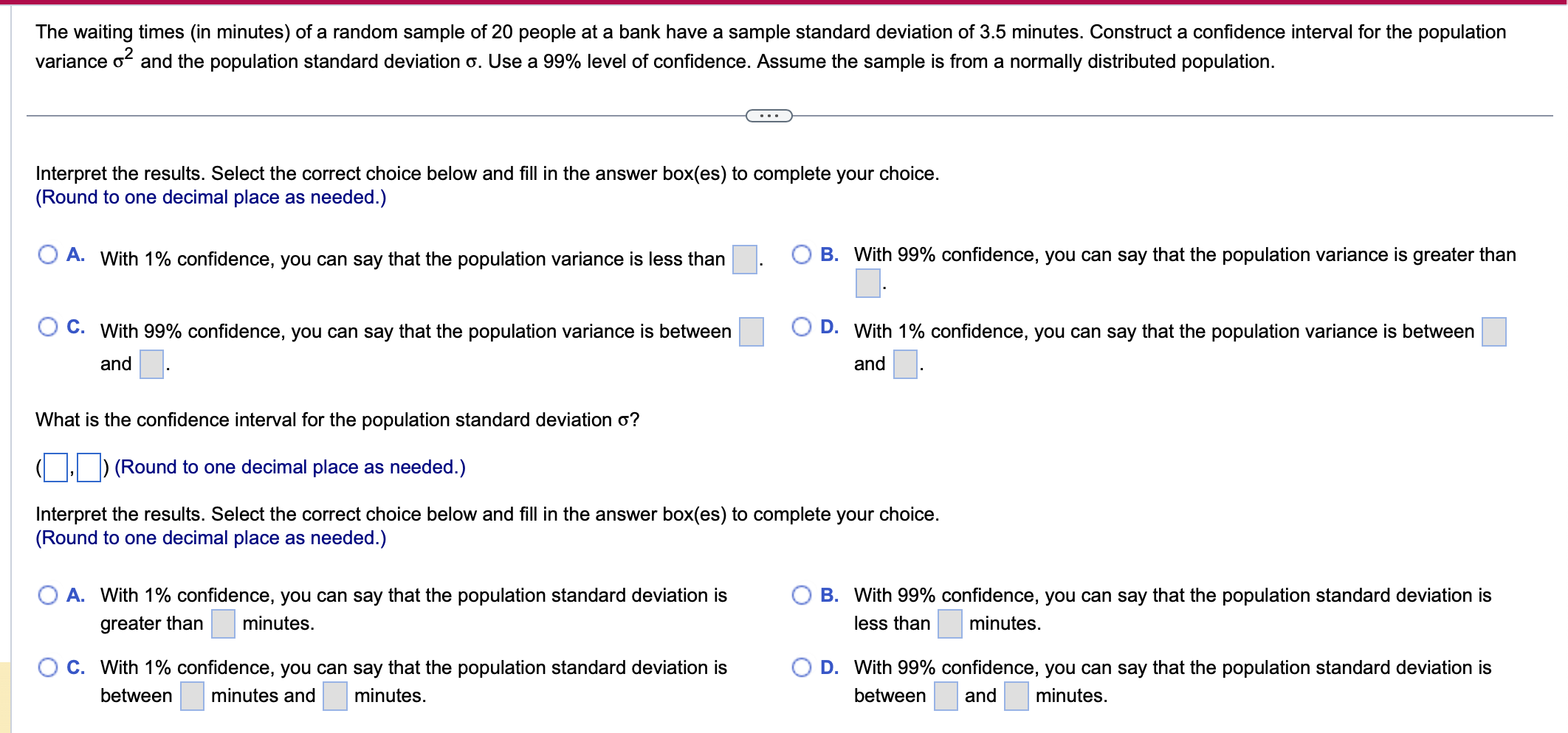 Solved The waiting times (in minutes) of a random sample of | Chegg.com
