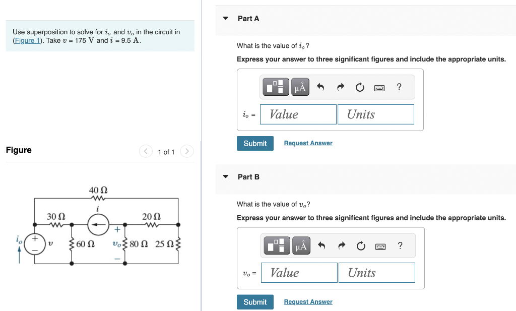 Solved Use superposition to solve for io and vo in the | Chegg.com