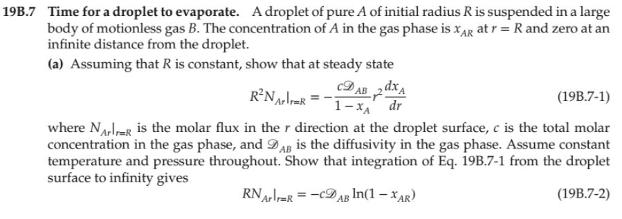 Solved 19B.7 Time for a droplet to evaporate. A droplet of | Chegg.com