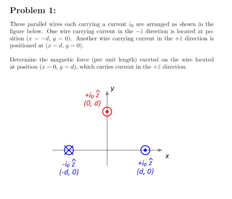 Solved Problem 1: Three parallel wires each carrying a | Chegg.com