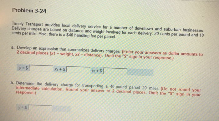 Solved Problem 3-24 Timely Transport provides local delivery | Chegg.com