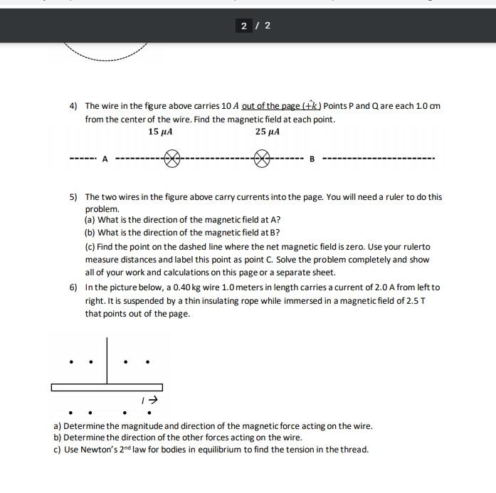 Solved Question 4 part 1 The wire in the figure carries10 A | Chegg.com