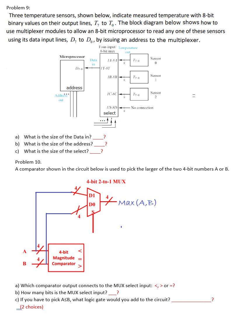 Solved Problem 9: Three temperature sensors, shown below, | Chegg.com