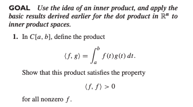 Solved GOAL Use the idea of an inner product, and apply the | Chegg.com
