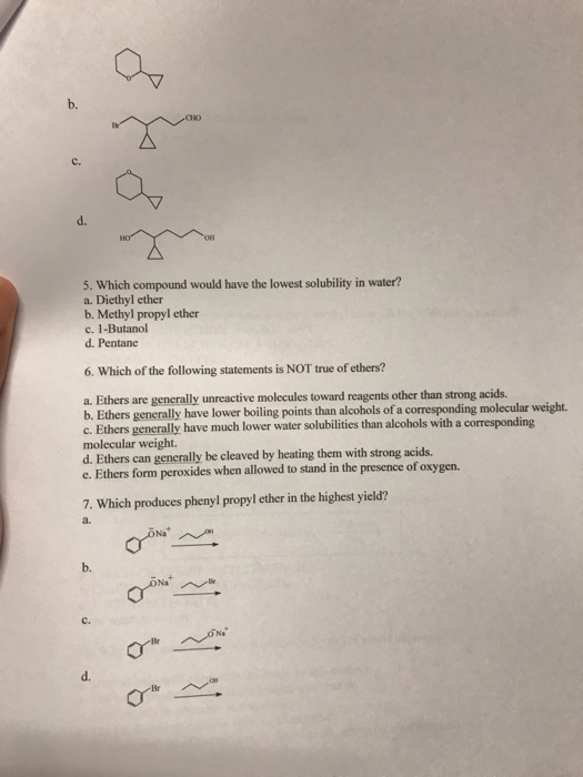Solved Model 9 Ethers 1. Ethers have lower boiling points