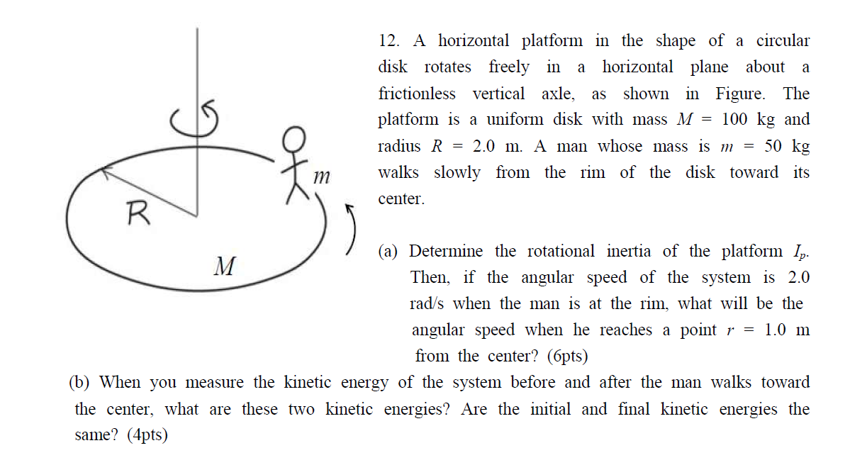 Solved A A 12. A Horizontal Platform In The Shape Of A | Chegg.com