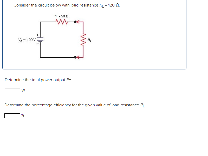 Solved Consider the circuit below with load resistance RL = | Chegg.com