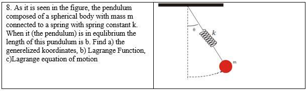 Solved 8. As it is seen in the figure, the pendulum composed | Chegg.com