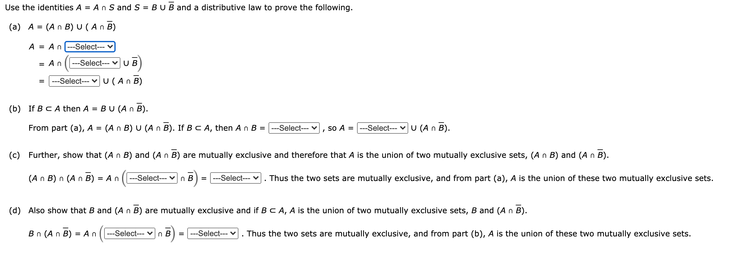 Solved Use The Identities A A N S And S Bu B And A Di Chegg Com